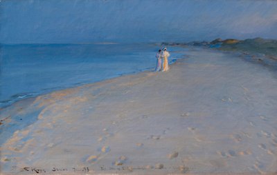 Summer Evening at the South Beach, Skagen. Anna Ancher and Marie Krøyer by Peder Severin Krøyer